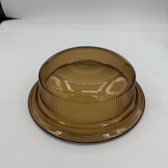 Vintage Vision Corning USA Ribbed Glass Casserole Bowl Amber V-30-B‎ - Picture 5 of 8